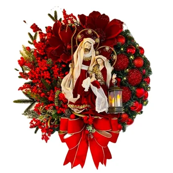 new product ideas 2023 Arrange shooting props Red Jesus garland  Helen Artificial Christmas Garlan Christmas decorations