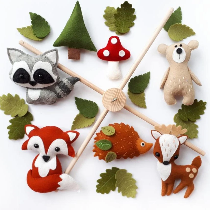 Войлочный Игрушечный мобильный телефон с животными на ощупь, детский подвесной мобильный телефон, игрушка для кровати, подарок для детей