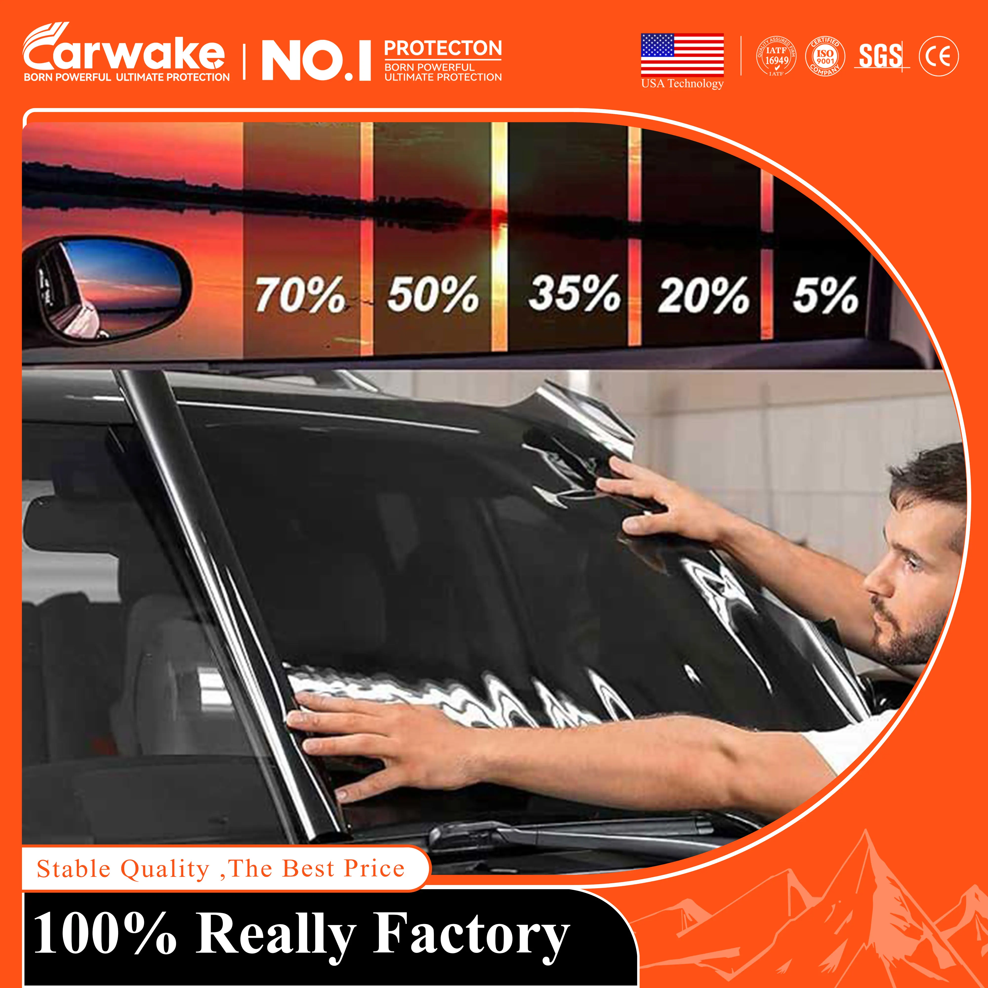 Carwake Manufacturer Free Sample 10 Years Warranty High definition and high scalability Car Window Film