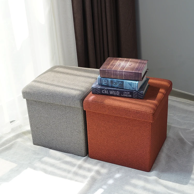 Wholesale Square Folding Fabric Storage Stools Ottomans Seat With Large Space