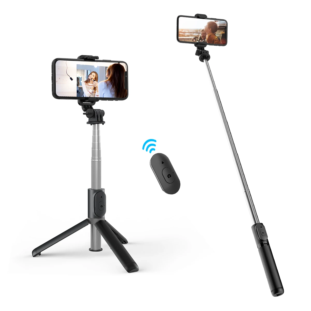 Q01 Extendable Selfie Stick with Wireless Remote and Tripod Stand Portable Lightweight Selfie Stick