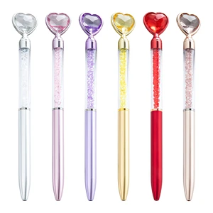 Premium Quality Heart-Shape Ballpoint Pen with Custom Logo for Wedding & School and Advertising Gift Creative Multicolor Crystal
