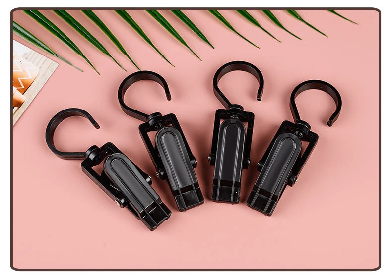BokWin 20 Ganci Girevoli In Plastica Resistente, Clip Antivento Per Appendere Lavanderia, Pinze Per Vestiti Da Viaggio, Apertura 1,8 Cm, Nero - 5