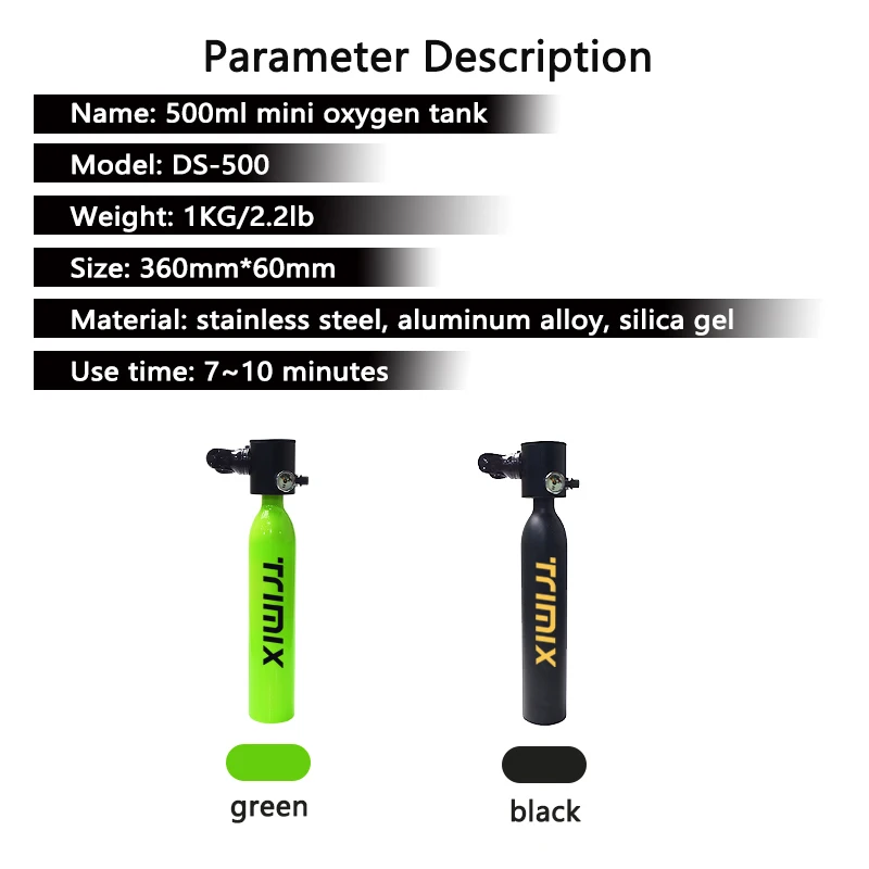0.5L Mini Portable Scuba Tank Kit – Hand Pump, 10 Min Dive Time, For Pool & Snorkeling