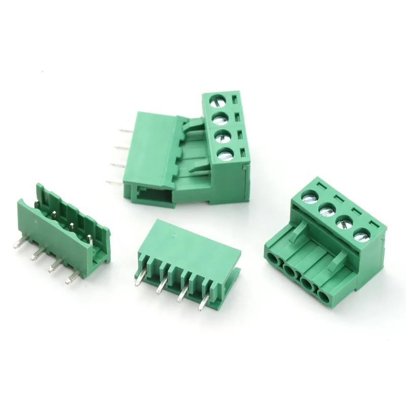 508mm Pitch Terminal Block 4pin Right Angle Vertical Plug In Male Female 508 Pluggable 