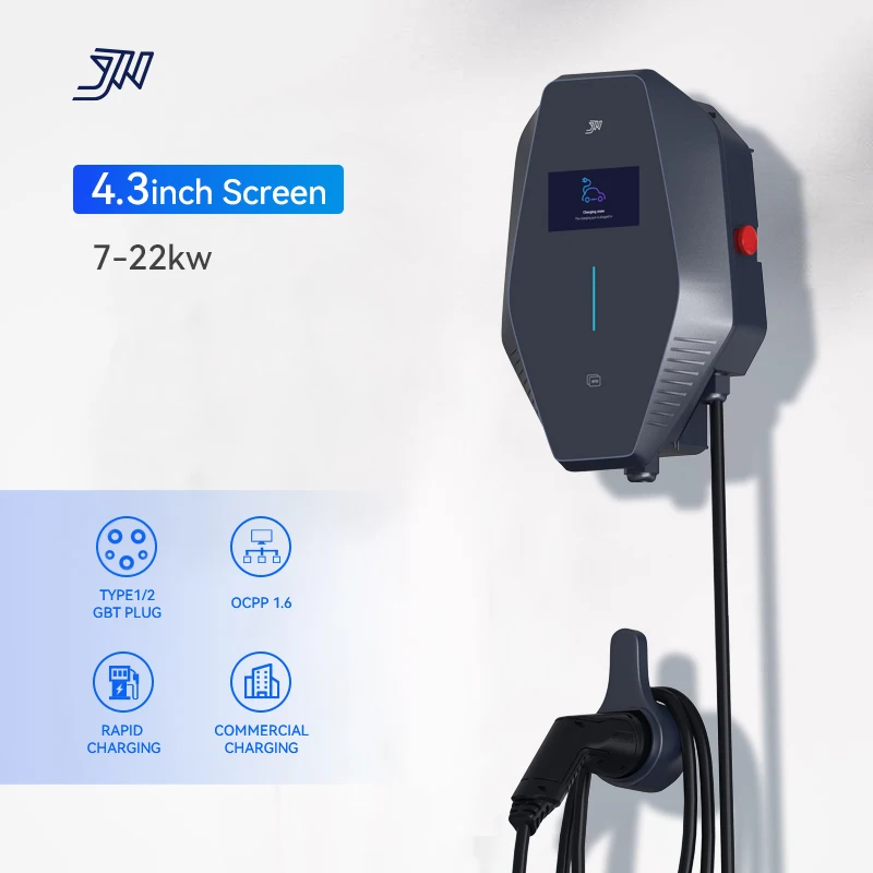 Smart IP 66 380v 11kw 22kw 32a 3 phase Type 2 wallbox ev car charger station with tuya app