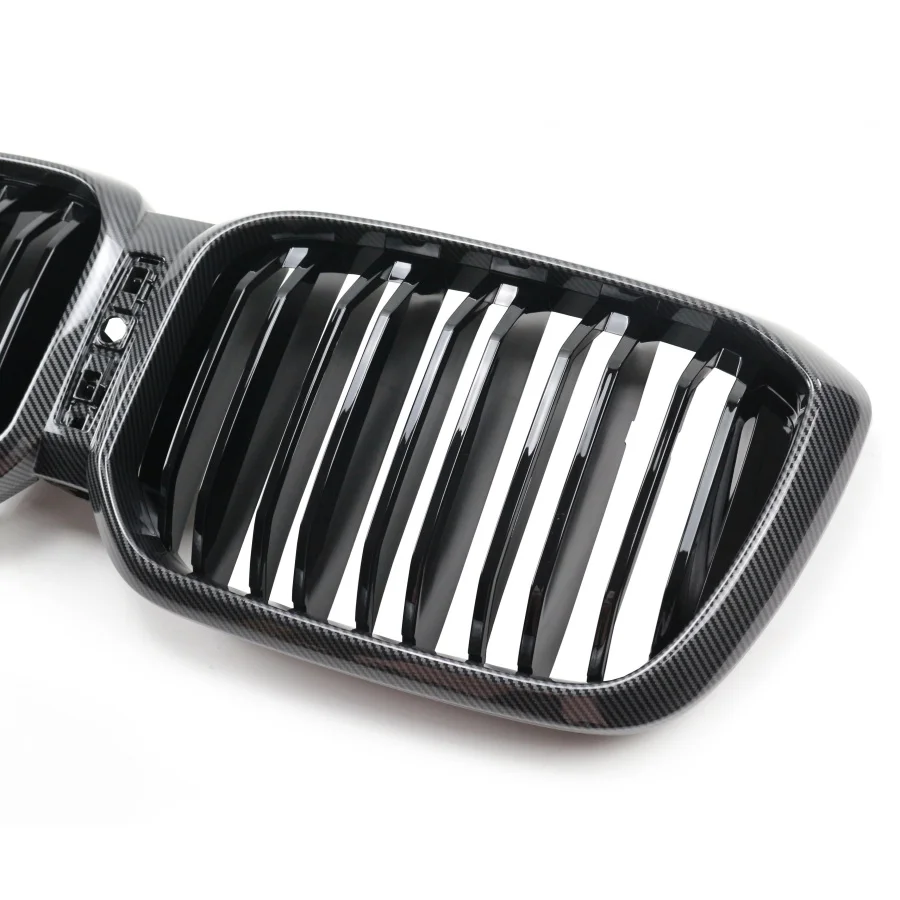 double banner carbon fiber gloss black front grille abs front bumper grille for bmw x3 g08 2021-6