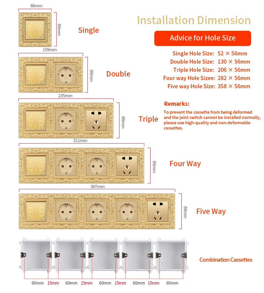 Baroque Bronze Metal Copper Material Panel International General Socket ...