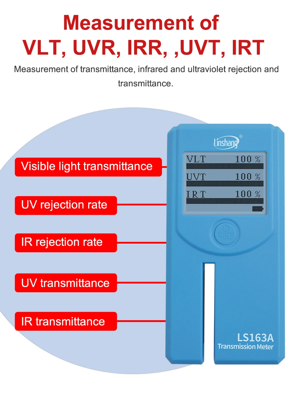 RTS LS163 LS163A Transmission Meter Solar Film Tester VLT 940nm 1400nm ...