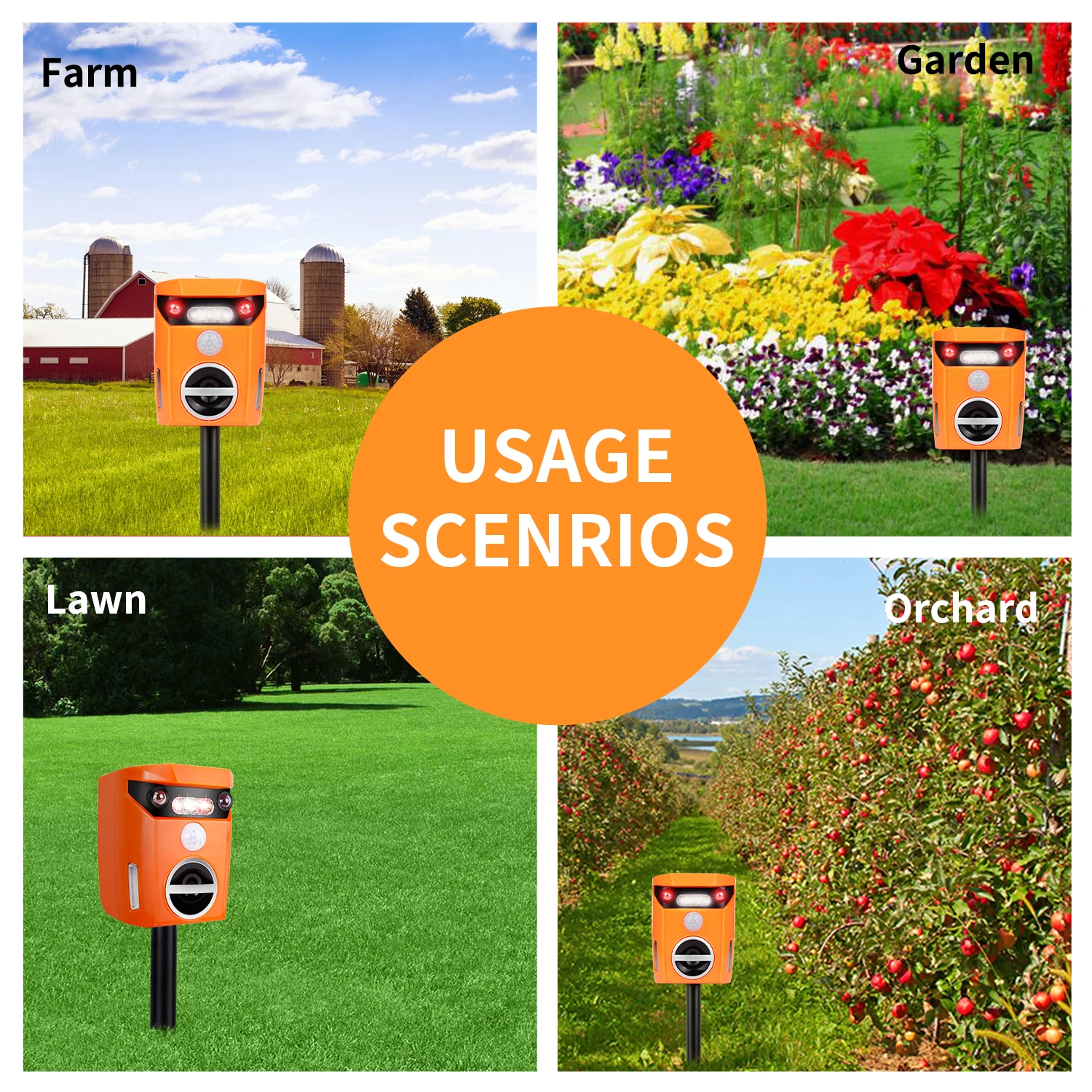 Solar Power Animal Repeller Waterproof IP65 Birds Deer Pig Squirrel Monkey Pigeon Smart Scarecrow Pest Control Animal Repellent
