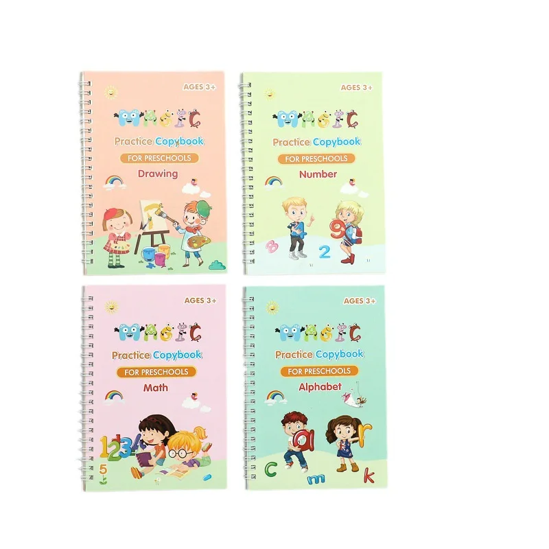 CL853 Reusable Handwriting English Calligraphy Magic Copybook for Children 4pcs Set Magic Practice Copybook for Kids