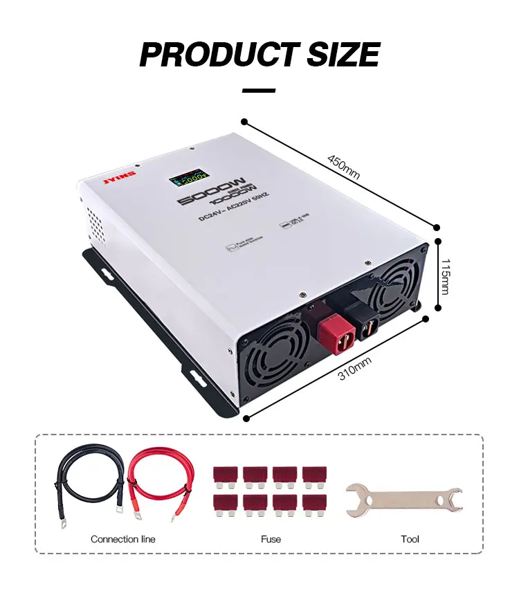 24V 48V 5000W Off-Grid Pure Sine Wave Solar Inverter Single Phase ...