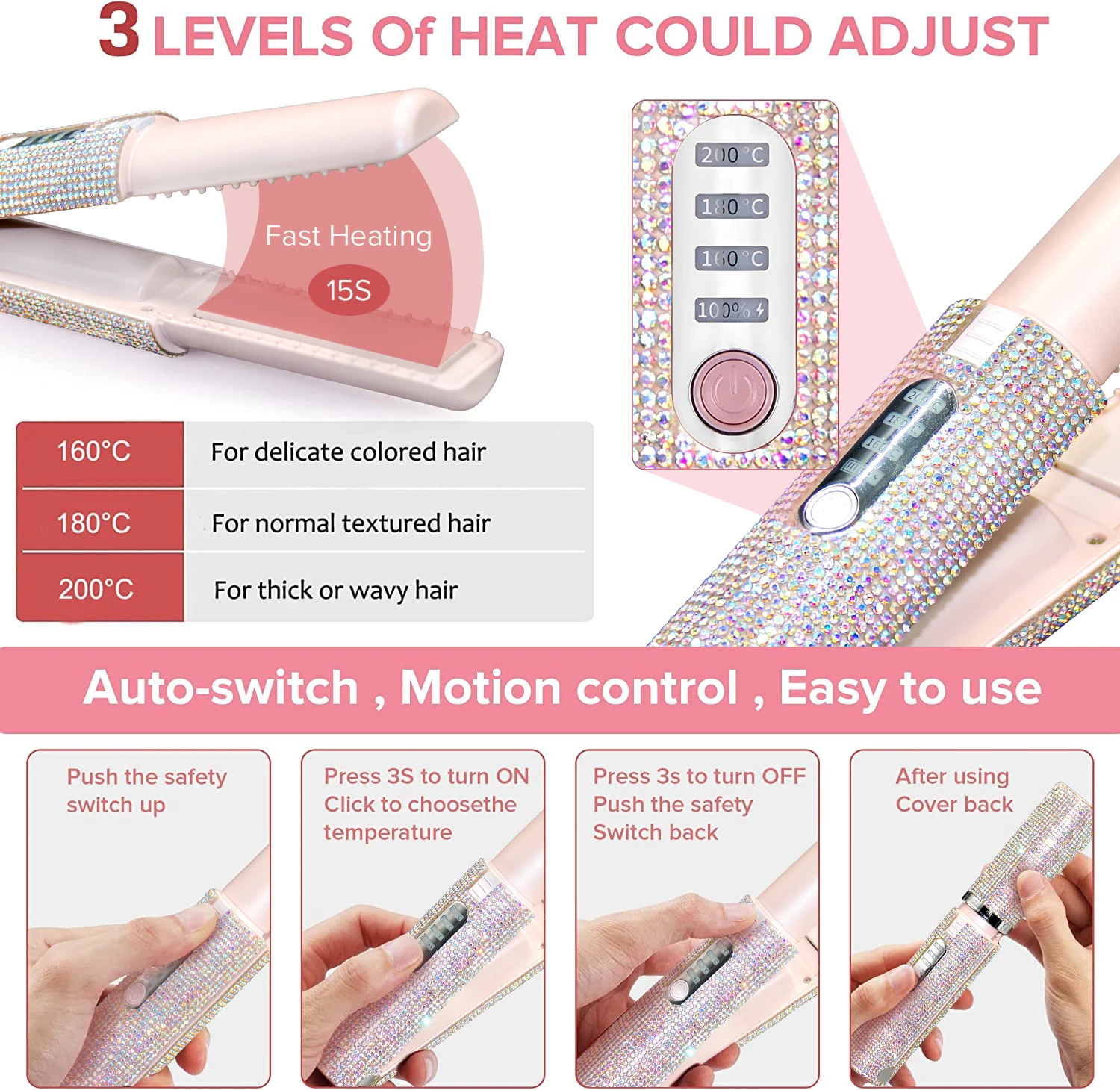 Bling Portable Cheaper Unique High Tech Hair Straighteners Curler Pcb Board with Dryer