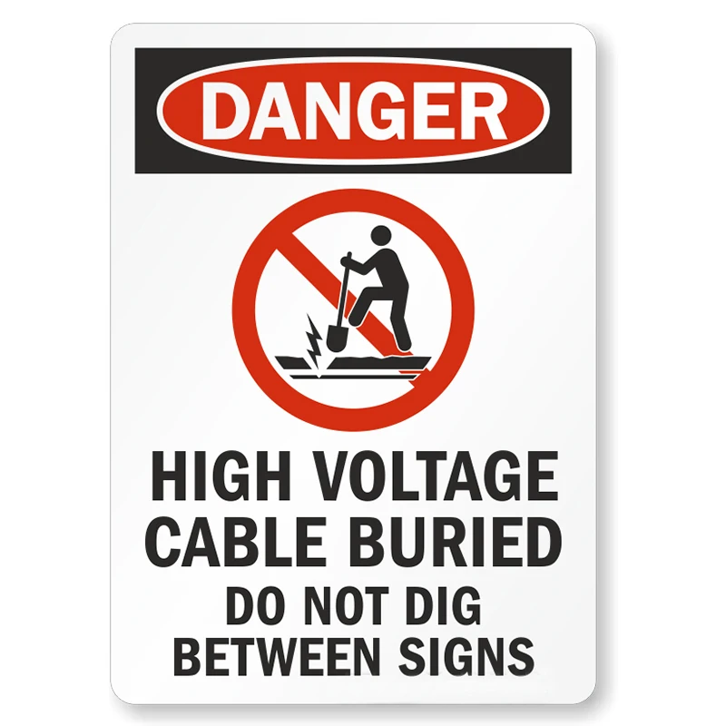 Electrical Safety Warning Sign Caution Buried Underground Cable Call ...