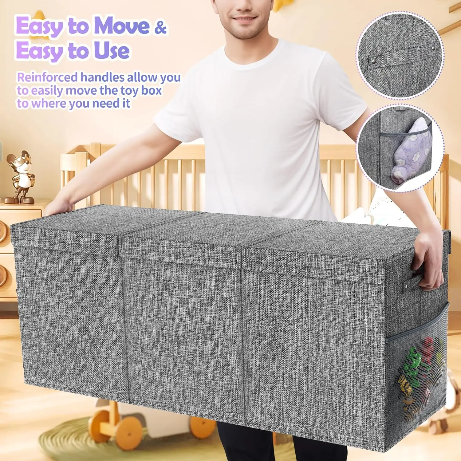 Extra Large Toy Box Collapsible Sturdy Kids Toy Chest Toy Storage ...