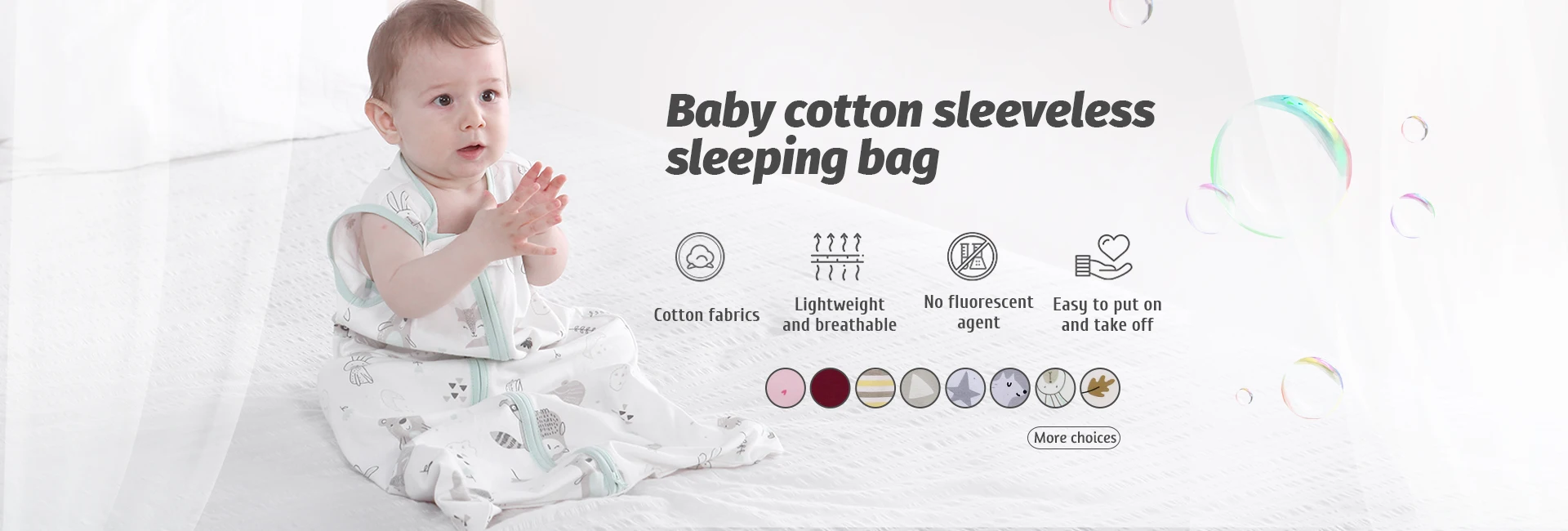 Miracle Baby Sleeping Sack Super Soft Sleeveless 100 Muslin Cotton