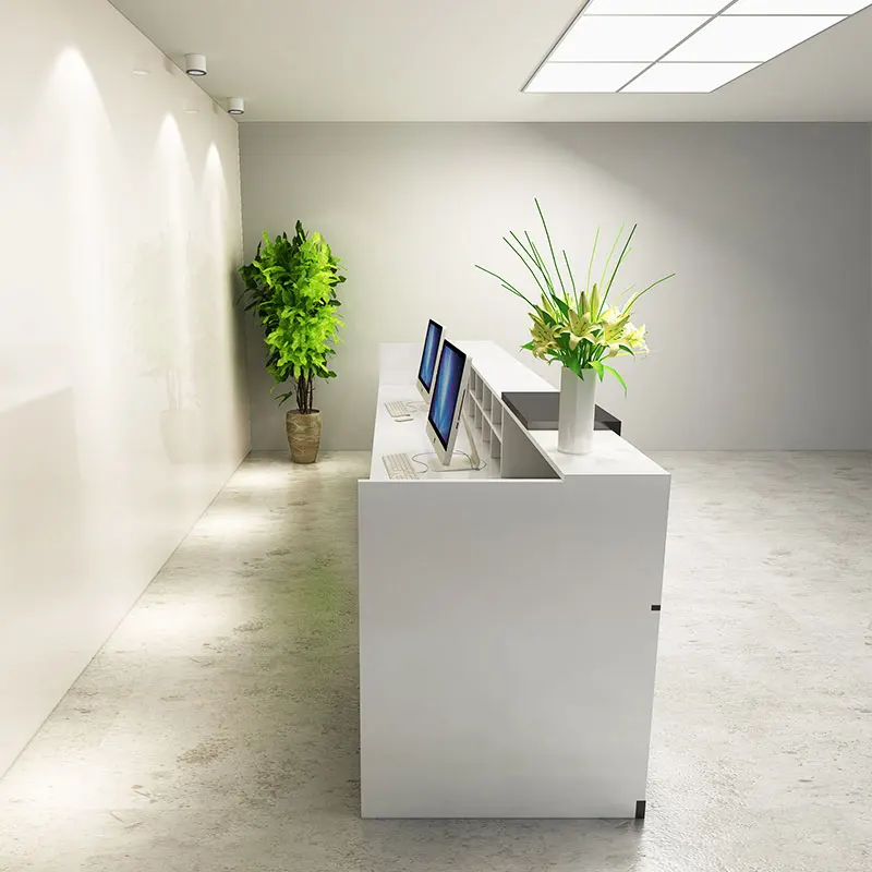 Front Desk Sales Reception Desk Counter Modern Small Leadership Wood Office Furniture Panel Hot Sale White White Color