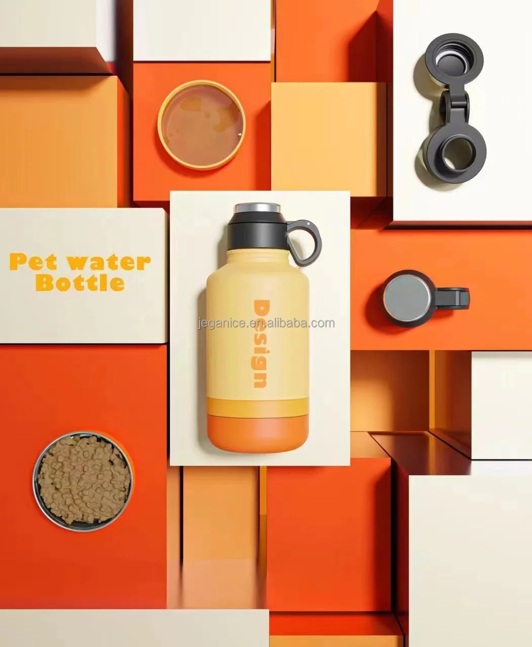 2023 2in 1 40oz Portable Dog Water Bottle Dog Bowls Stainless Steel