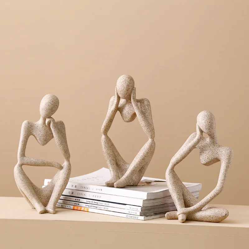Nordic Creative Personalized Interior Sandstone Drawing Character Decoration