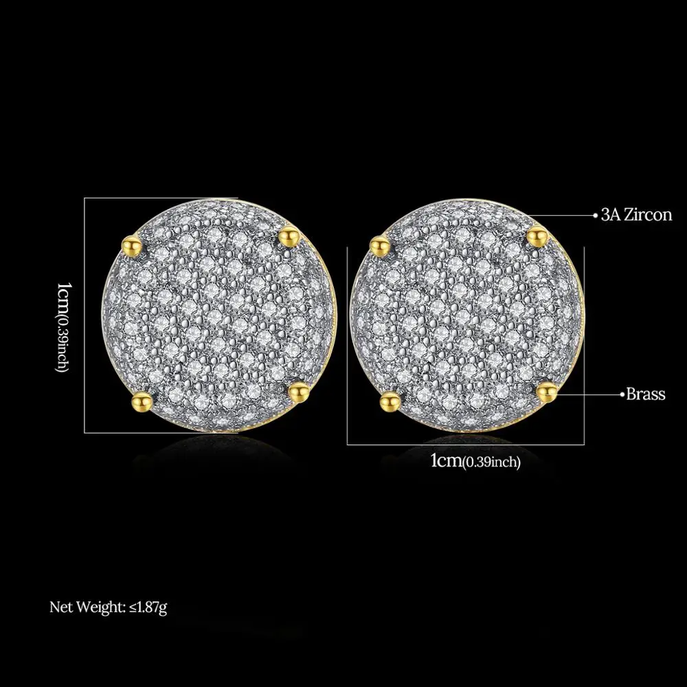 JINSE Boy Simple Fun Zarconia Charm Cute Trendy Statement Round Woman Male Stud Jewelry Turkish Earring