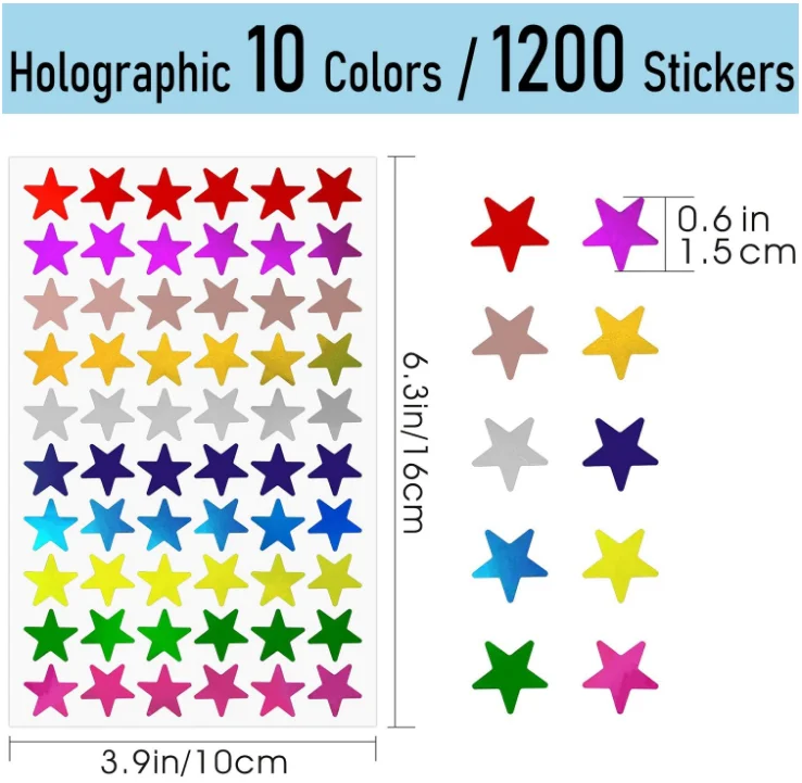 Wholesale Customization Shining Star Five Pointed Star Rewards Encouraging Stickers for Suitable Kindergarten School