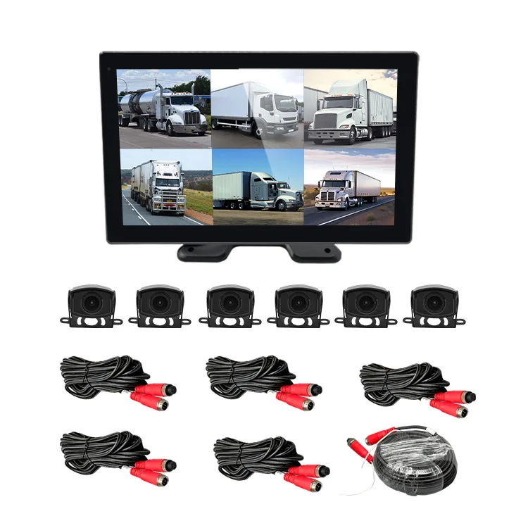 Wemaer 6CH 6 Channel Cameras System with 10.1 Inch Touch Split Screen Voice Control BSD Blind Spot ADAS Monitor for Trucks Bus