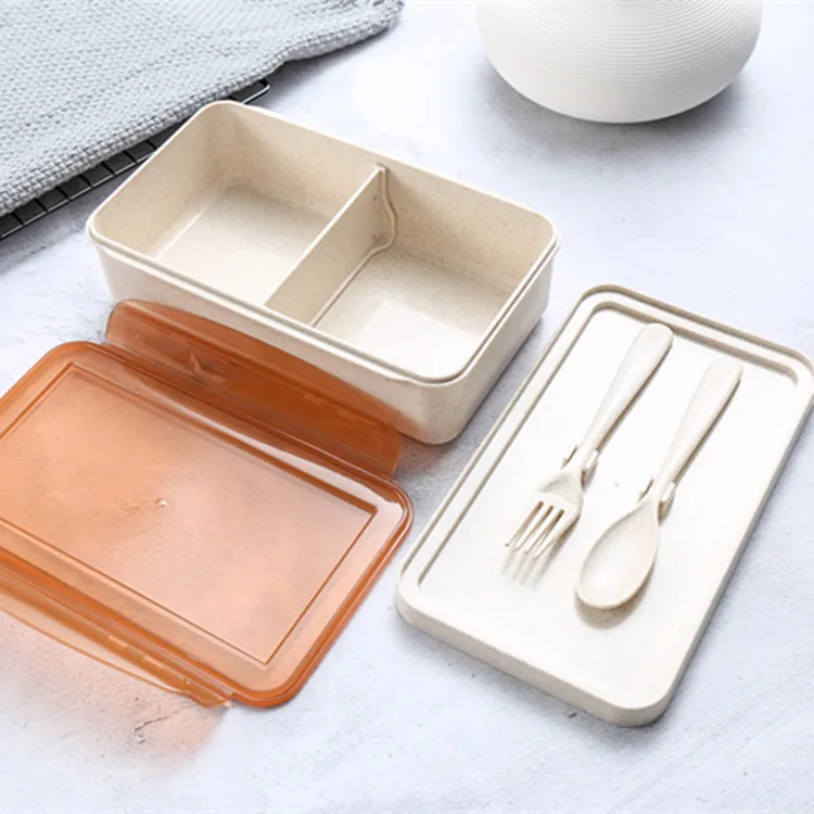 Пластиковые столовые приборы из пшеничной соломы, экологически чистый детский Ланч-бокс из пшеничной соломы