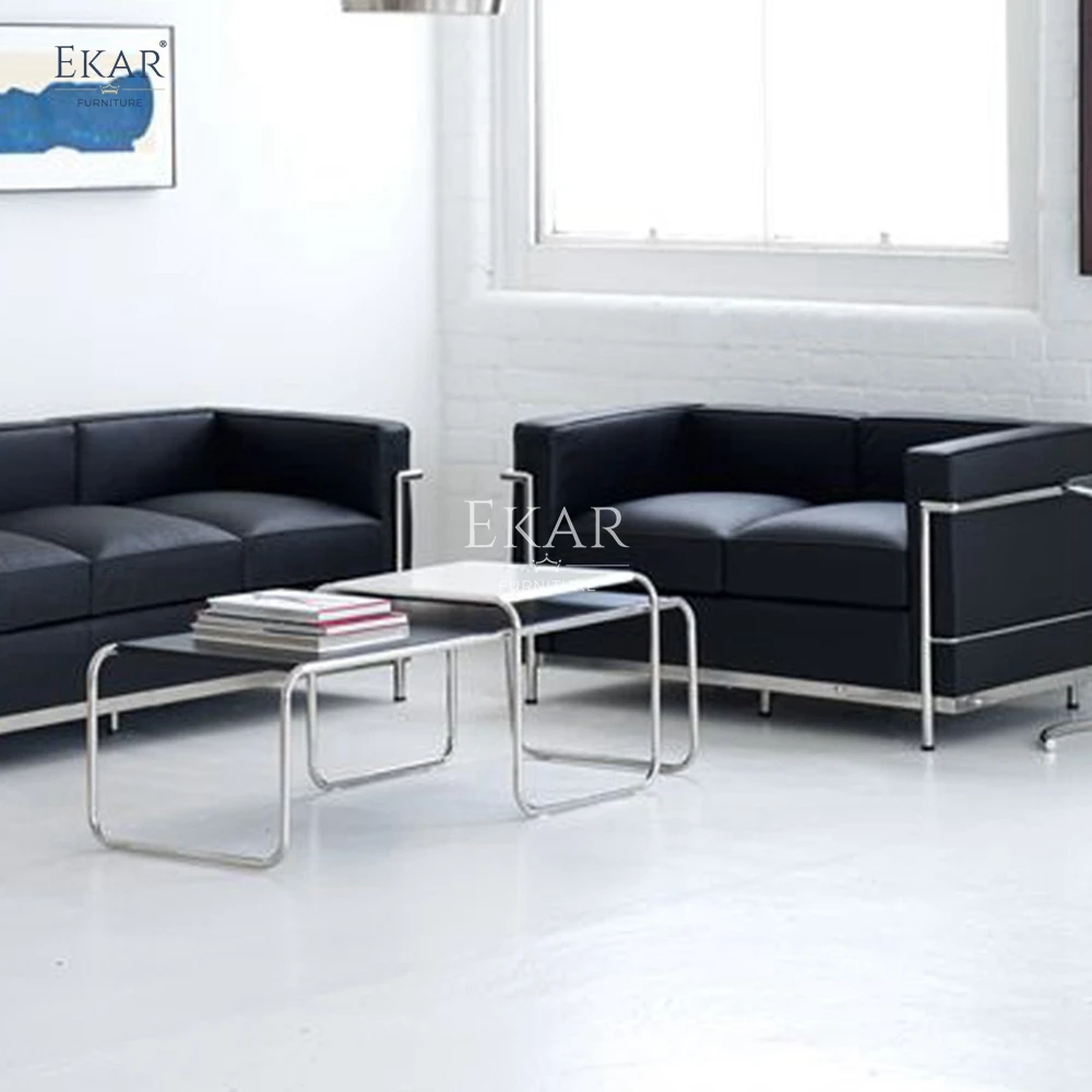 product contemporary three seat contemporary stainless steel pu sectional sofa hotels halls villas apartments schools hospitals living-60