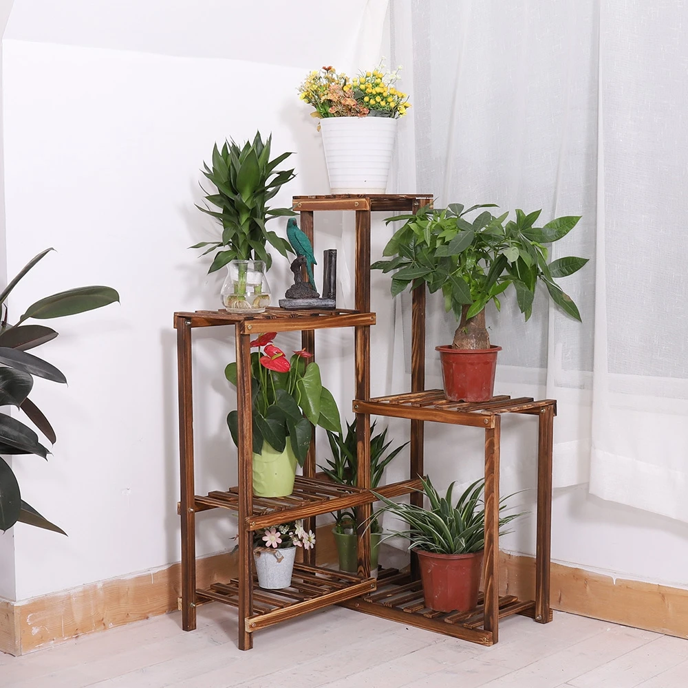 Corner Plant Stand Indoor, Wood Plant Holder Tiered Planter Outdoor Plant  Pot Stand Garden Shelves for Living Room Patio Garden
