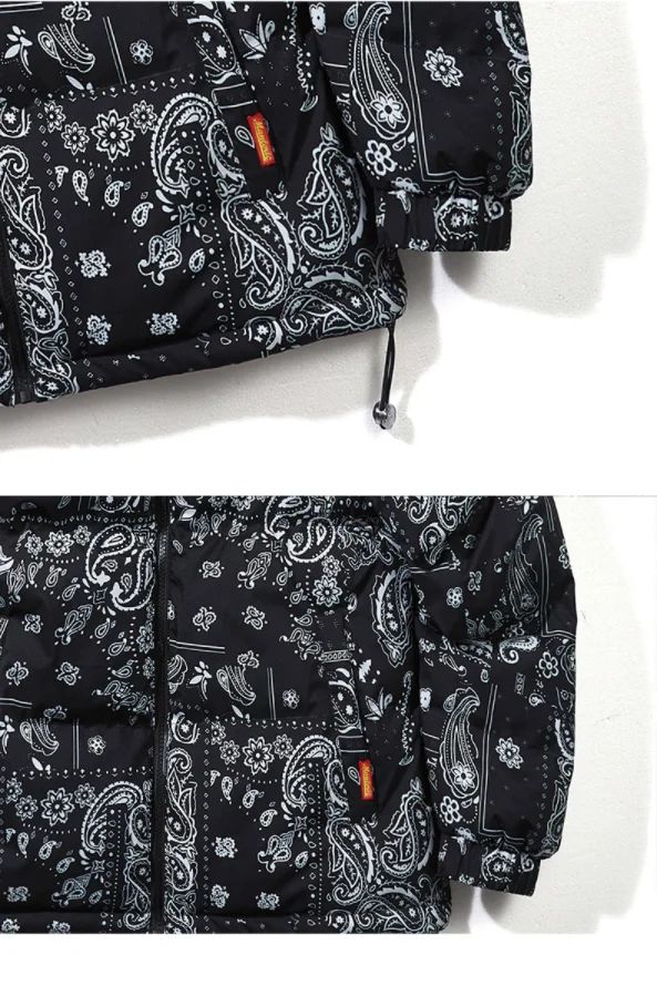 Custom Men Winter Coat Duck Goose Down Padded Bubble Black Print Designer Puffer Jacket_voghion.com