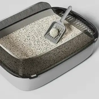 Top-Open Anti-Splash Large Capacity Premium Cat Litter Box with Pet Sandbox Tray Plastic Cat Toilet Kitten Accessory
