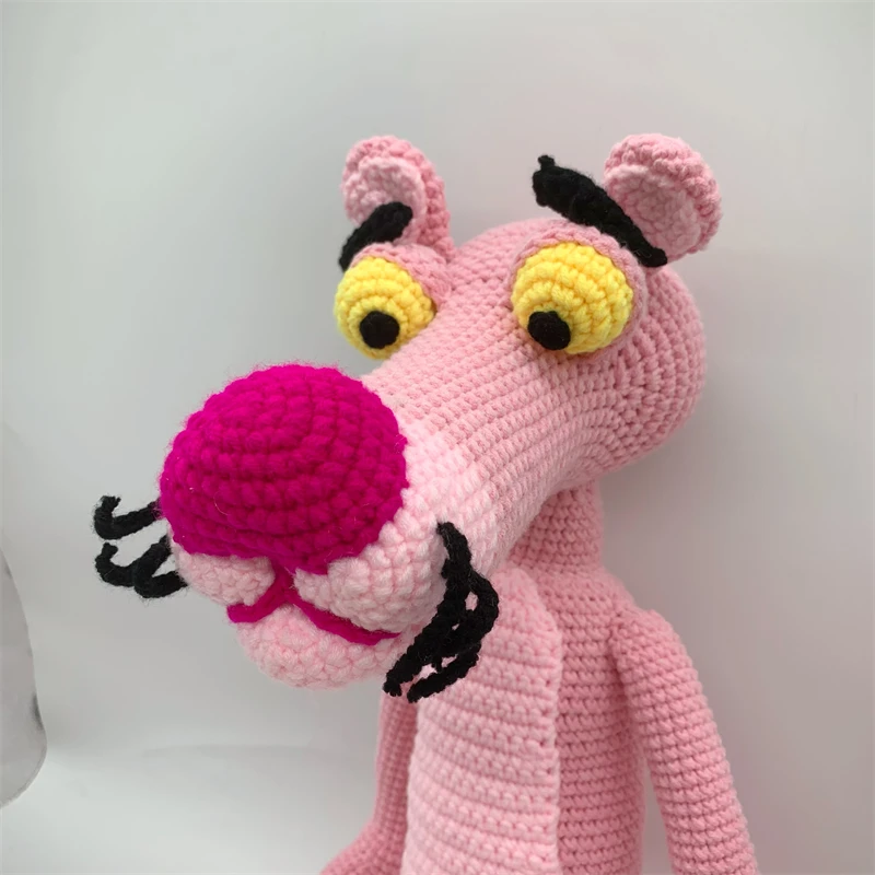New Arrived Custom Pink Color Crochet Panther Amigurumi Crocheted Panther Dolls for Kids