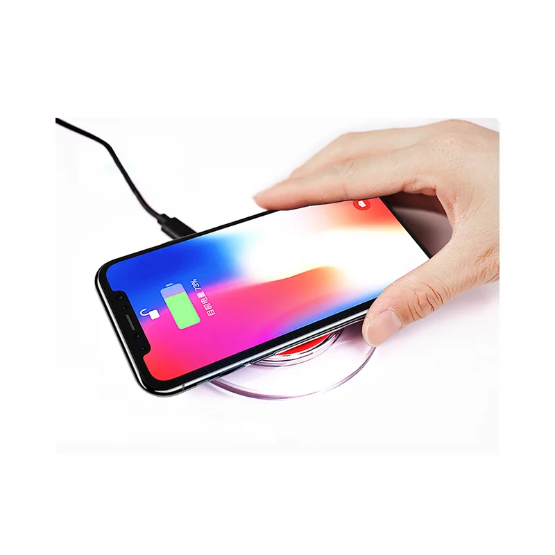 Qi Wireless Charger With LED Light UFO Shape Crystal Transparent Wireless Charger For iPhone