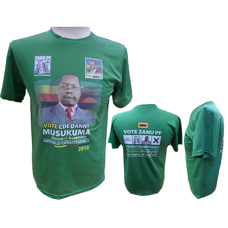Cheap Political Election Campaign Printed Polyester T Shirts for Uganda 2023