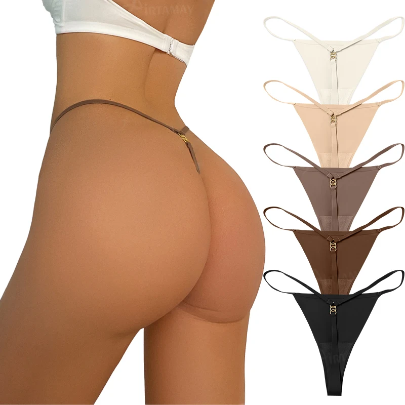 Airtamay Custom Logo Strip G-string T-Back Slip Women Intimate Clcinha Fio Dental Invisible Underwear Seamless Thongs