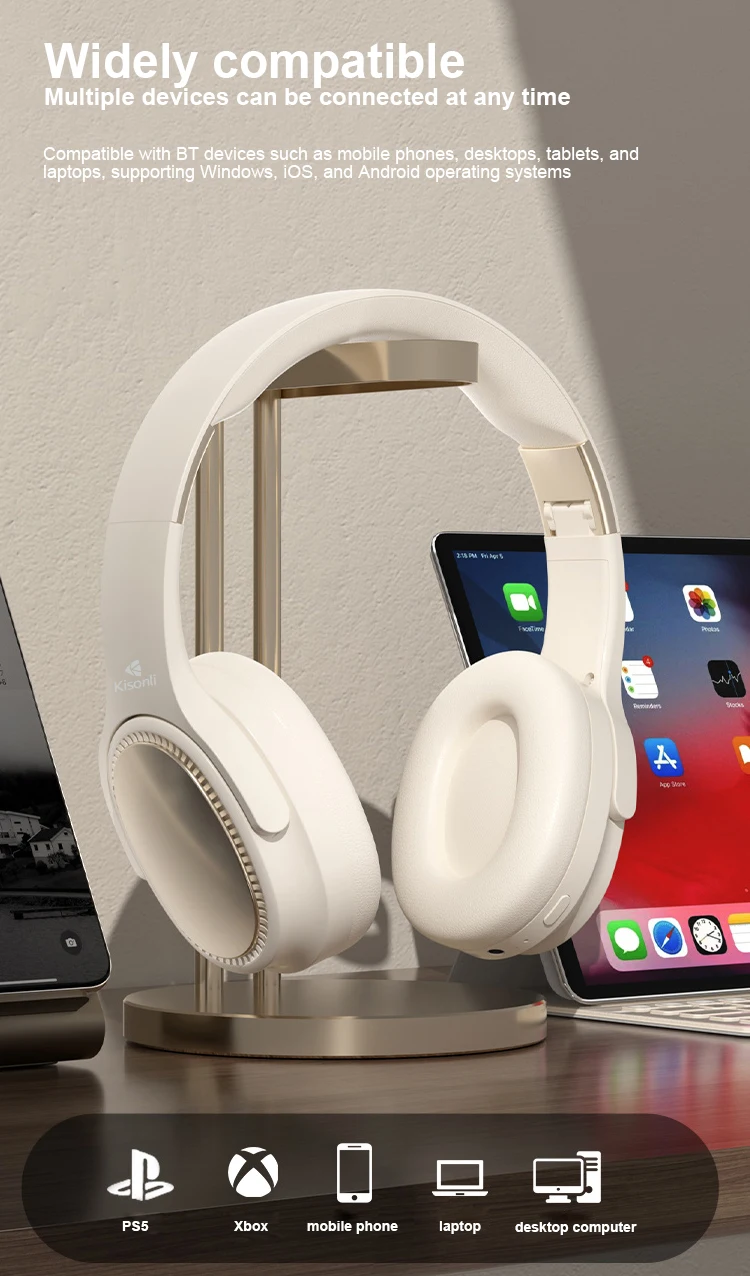 Kisnoli A12 Sports Blue Tooth Oem Gaming Headset for Girls