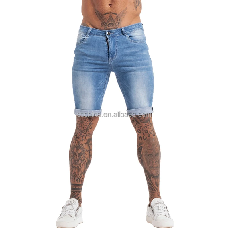 men slim jean shorts