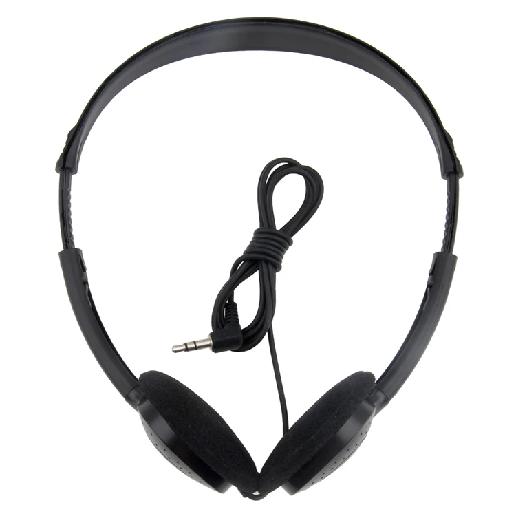 Free Sample Over Ear Wired Headset 3.5mm Plug 180 Degree Rotating Airline Disposable Sports 1.2M Cord Headphone