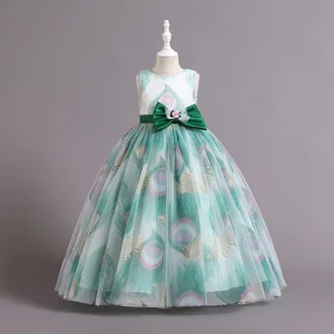 Children Lovely Bow Tie Wedding Dress Girls Ceremony Princess Dress Kids Evening Party Ball Gown for Flower Clothes for Kids