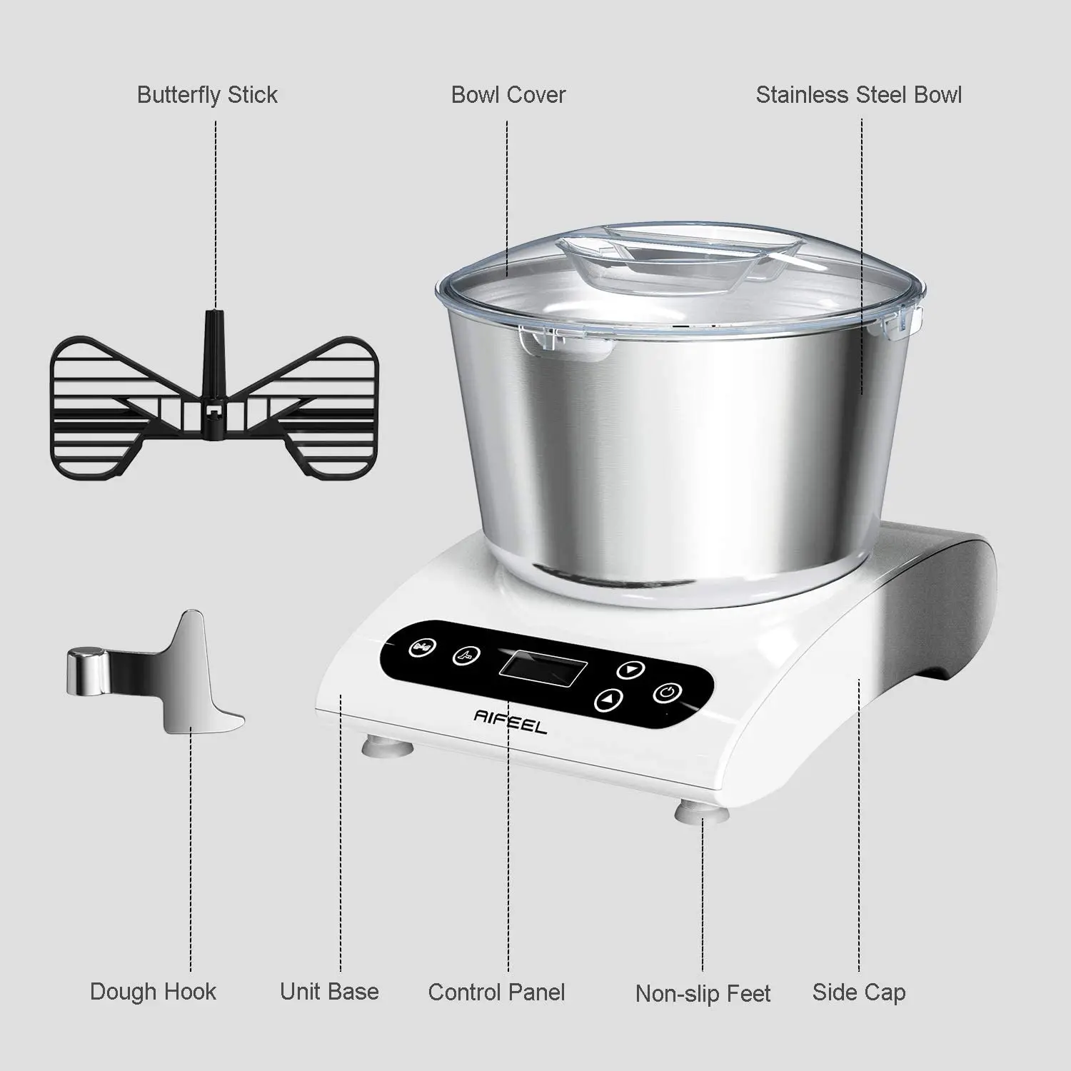 Oufeel Modern Pastry Easy to Operate 5 Liters 800W Robot Mixeur Dough Cake Food Mixer
