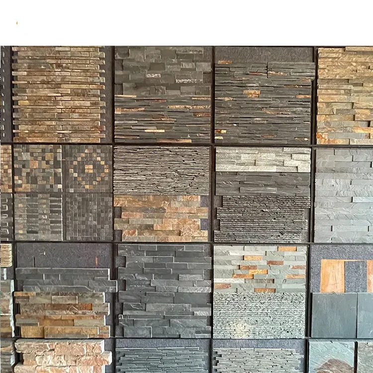 product rusty black natural slate culture stone outdoor decorative tile fireplace exterior wall cladding antacid erosion split-2