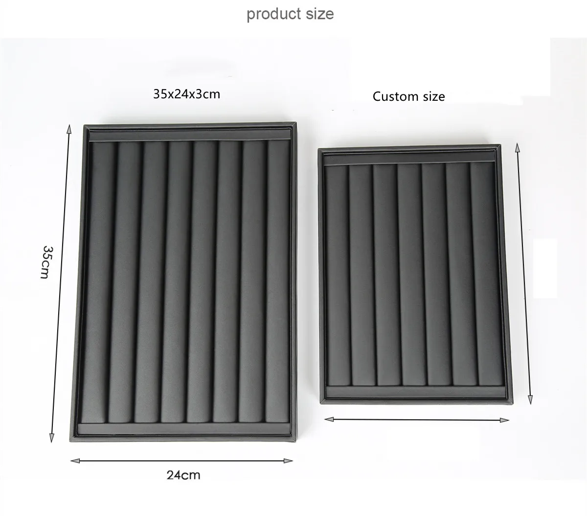 Luxury Black Leather Jewelry Display Tray For Counter Display Pu