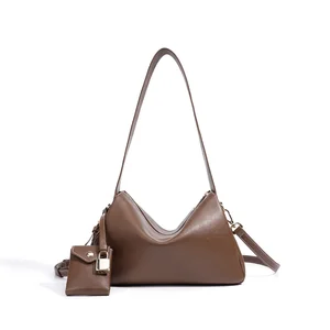 Custom Logo Simple High Quality Women Purse and Handbags Design Shoulder Bag Genuine Leather Ladies Crossbody Bags