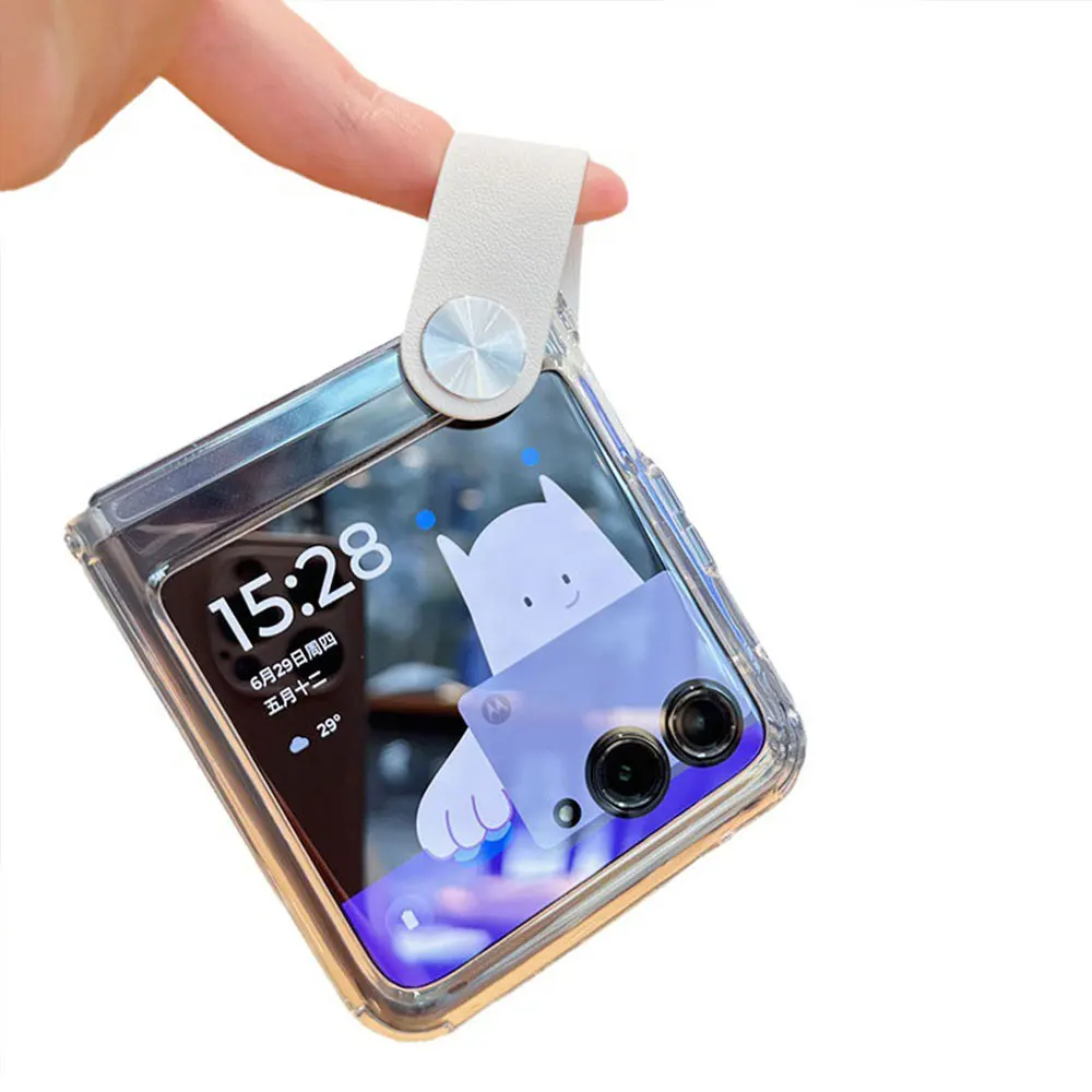 Funda de teléfono tipo flip para Motorola Razr 40 Ultra 2022 5G 2019 Soporte metálico giratorio Clear Tpu Pc Funda plegable Sjk110 Laudtecs  