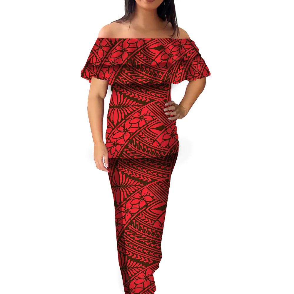 Samoan Puletasi Dresses Women Ladies Summer Polynesian Tribal Samoa Off ...