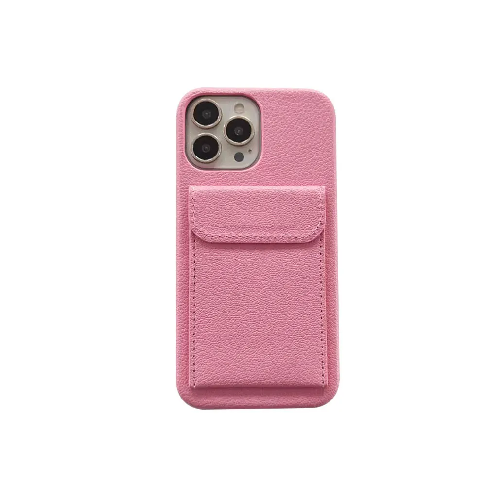 Fundas de teléfono móvil de cuero para iPhone 15 14 13 12 11 Xr Xs Max Pro Plus funda de lujo simple de color puro billetera Sjk458 Laudtec  