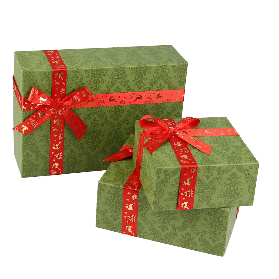Custom Paper Packaging Box Eco-Friendly Gift Case Storage Rigid Base and Lid Boxes With Ribbon Paper Packaging Box for Wedding