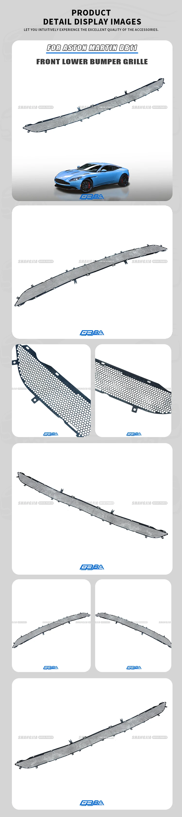 Auto Body System Rein Plastic Front Grille For Aston Martin DB11 Vantage Coupe Volante Easy Installation Auto Grille HY53212121 factory