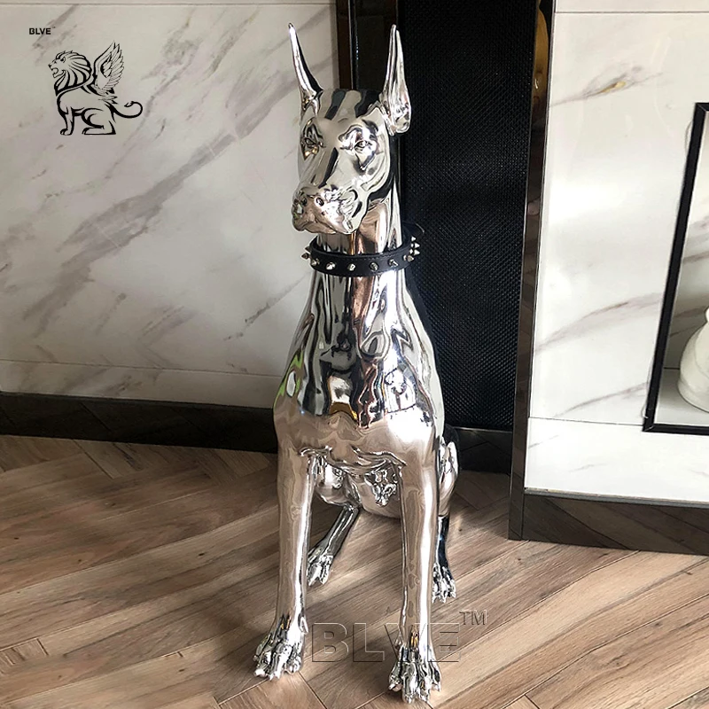 Statue Dobermann Coupé - Buste Chien Miniature Art Dog - Résine Bronze - Édition Limitée Neuve