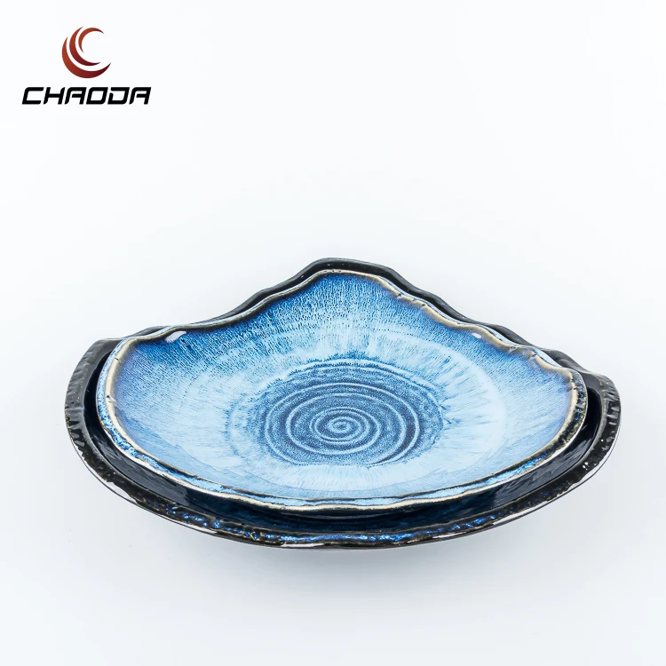 Plato de porcelana verde Jade de fabricante al por mayor plato ovalado  irregular plato de cerámica platos de cerámica para restaurante Hotel